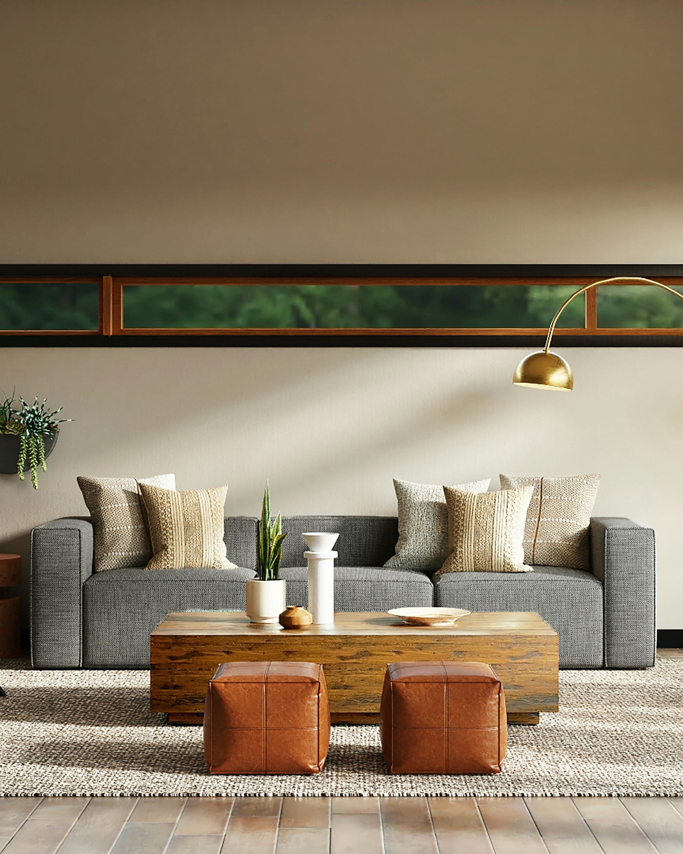 Minimalistyczne wnętrze salonu z naturalnym światłem